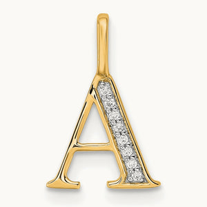 Diamond Letter A Initial Pendant, 14K