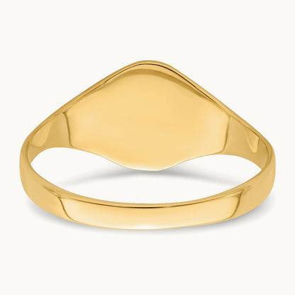 High Polished Oval Closed Back Baby Signet Ring, 14K