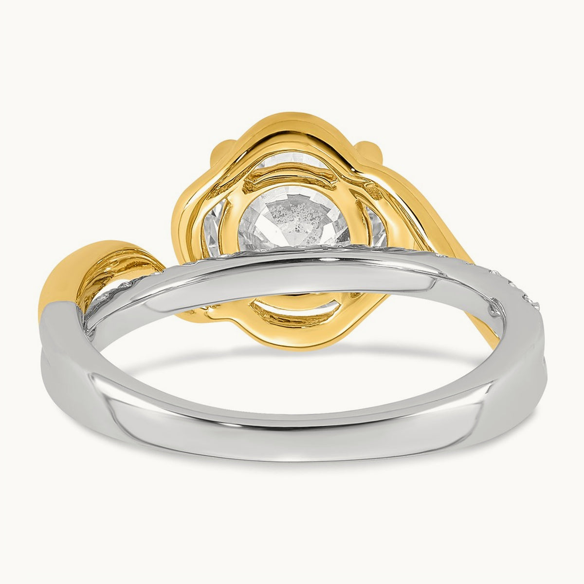 14ktt Certified Round Center Lab Grown Diamond VS+ F+ Ring