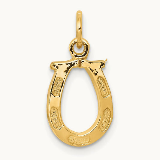 Solid Polished Horseshoe Charm — 14K Yellow Gold