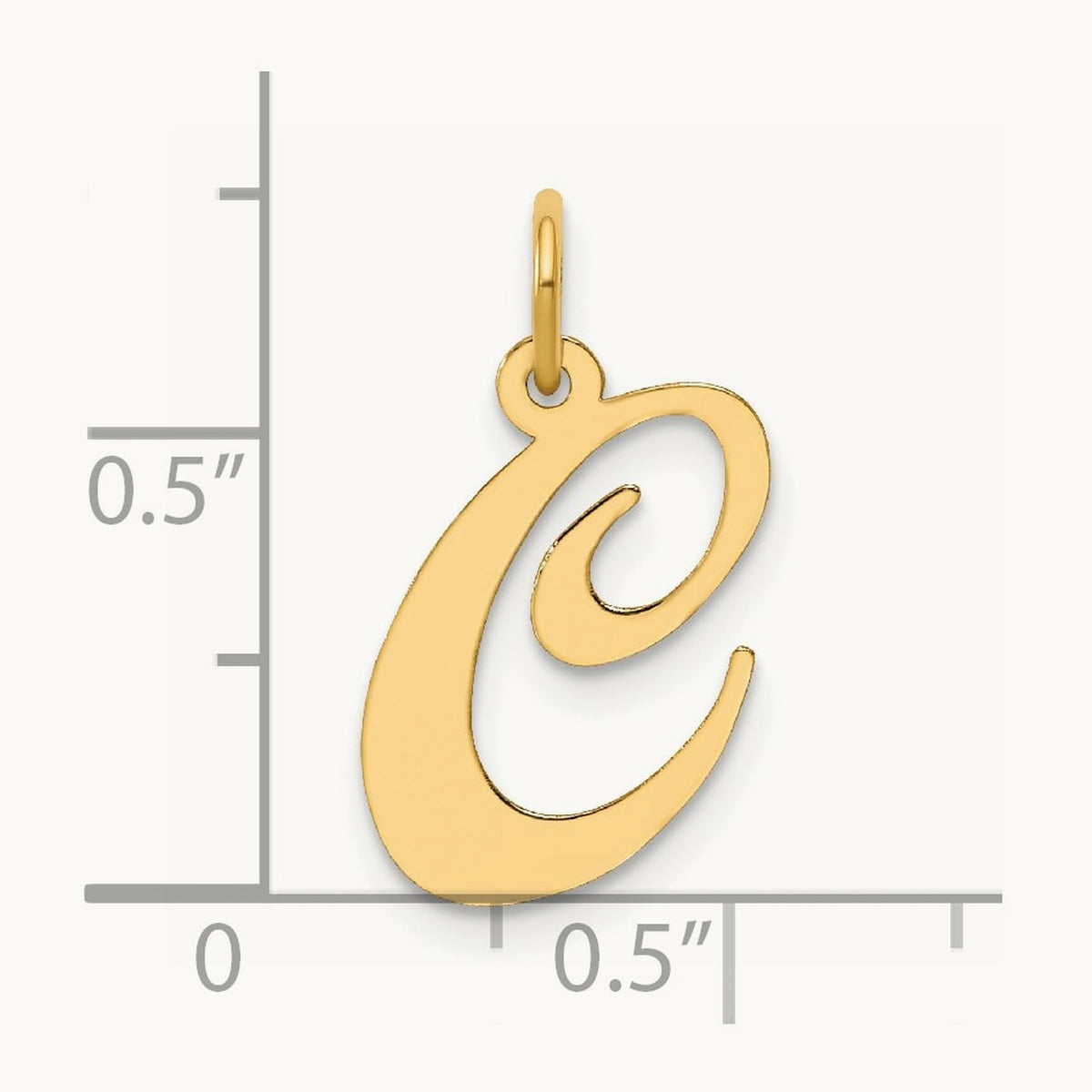 Medium Fancy Script Initial Charm — 14K Yellow Gold, C