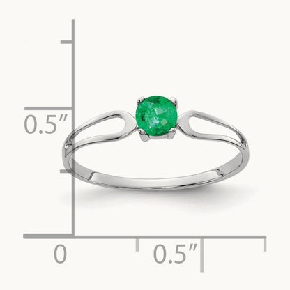 Emerald ring, 4mm, 14K White Gold