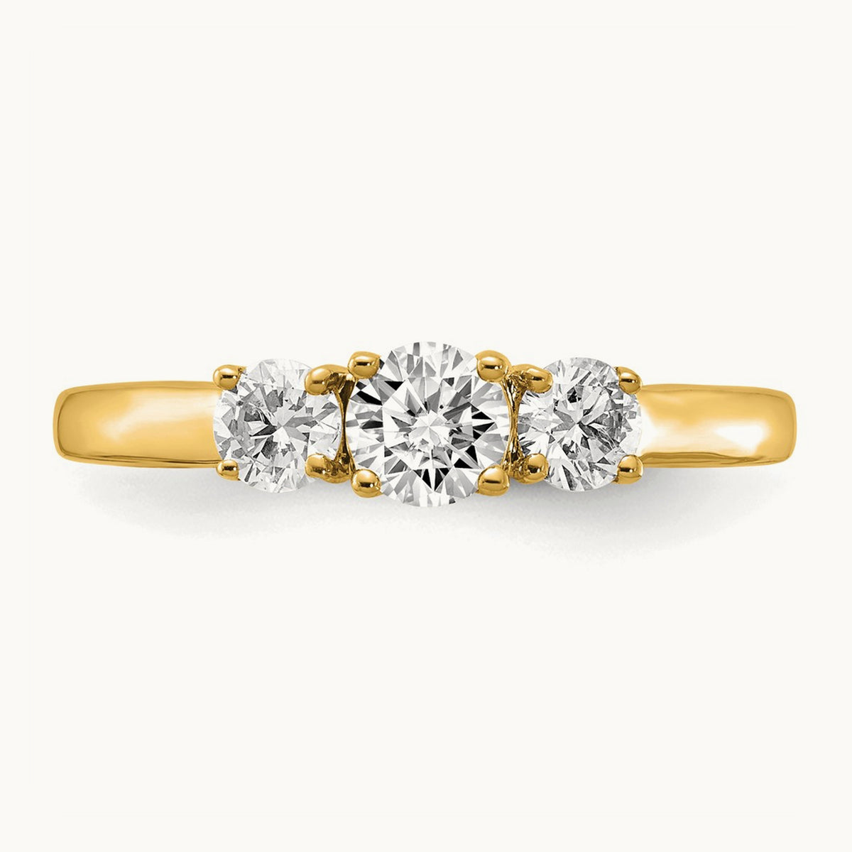 3 Stone Engagement Ring, 0.75-1.50 ct tw Lab-Grown Diamond — 3/4 ct, 14K Yellow Gold