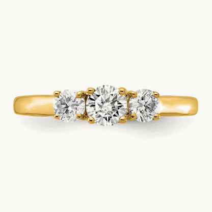 3 Stone Engagement Ring, 0.75-1.50 ct tw Lab-Grown Diamond — 3/4 ct, 14K Yellow Gold