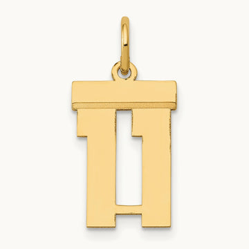 Small Polished Number 11 Charm, 14K