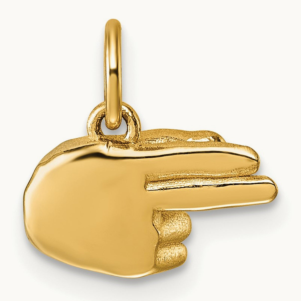 American Sign Language Alphabet Fingerspelling Sign H Pendant, 14K