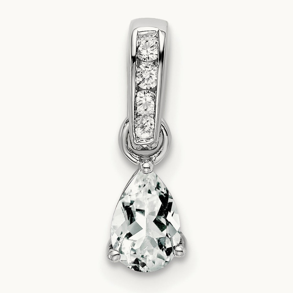 Pear Topaz and Diamond Pendant — 14K White Gold