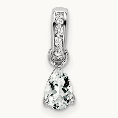 Pear Topaz and Diamond Pendant — 14K White Gold