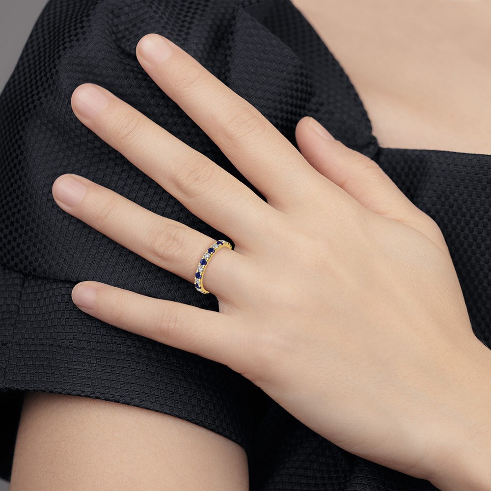 Created Sapphire Eternity Band, 0.25-0.75 ct tw Lab-Grown Diamond — 14K Yellow Gold