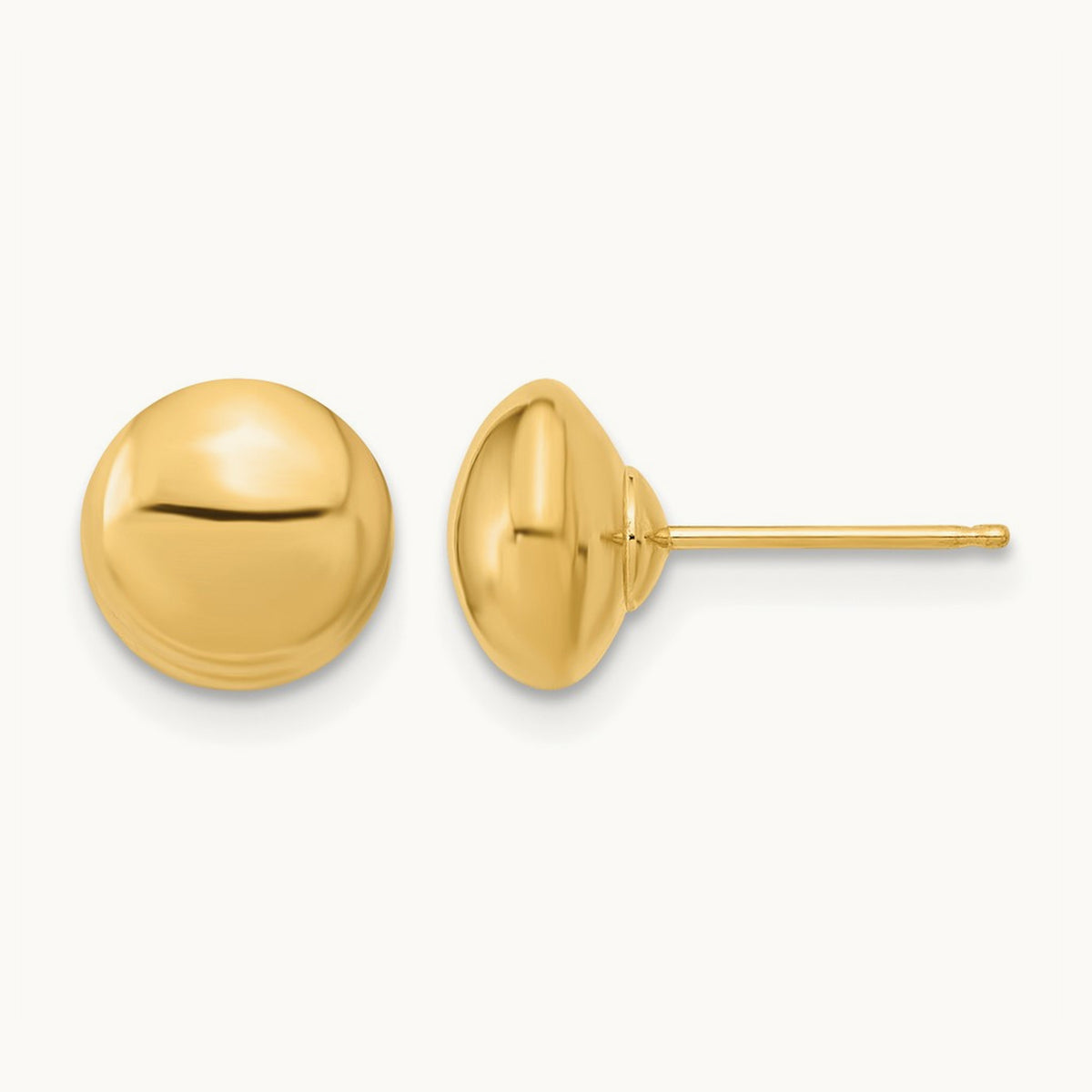 Polished Button Post Earrings — 14K Yellow Gold, 8mm