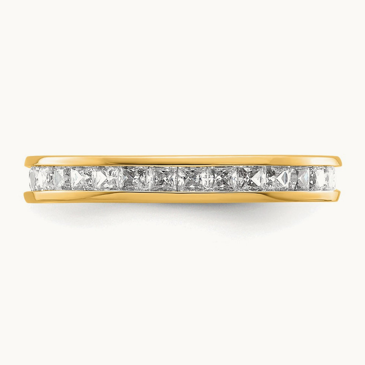 Polished Princess Channel Set Diamond Eternity Band, 1.00 ct tw, 14K Gold — 14K Yellow Gold