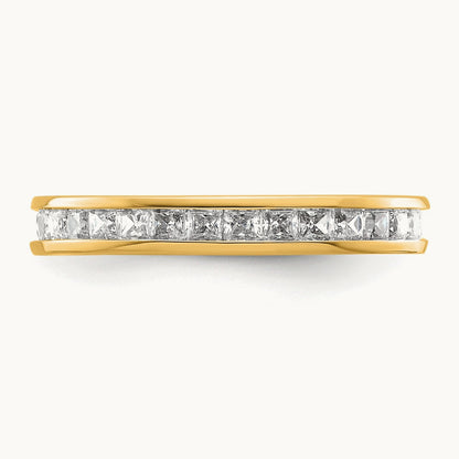Polished Princess Channel Set Diamond Eternity Band, 1.00 ct tw, 14K Gold — 14K Yellow Gold