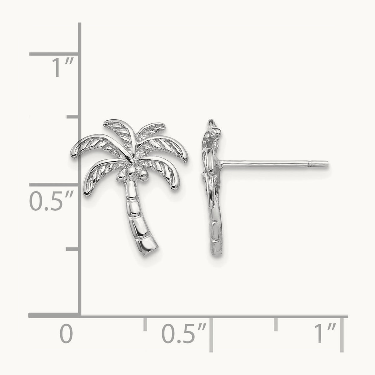 Palm Tree Post Earrings — 14K White Gold