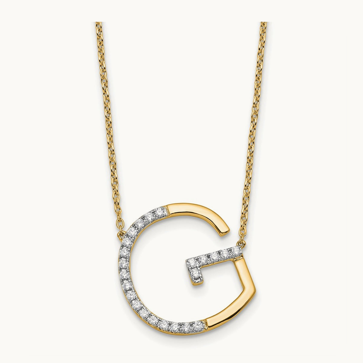 Sideways Diamond Necklace — 14K Yellow Gold, G