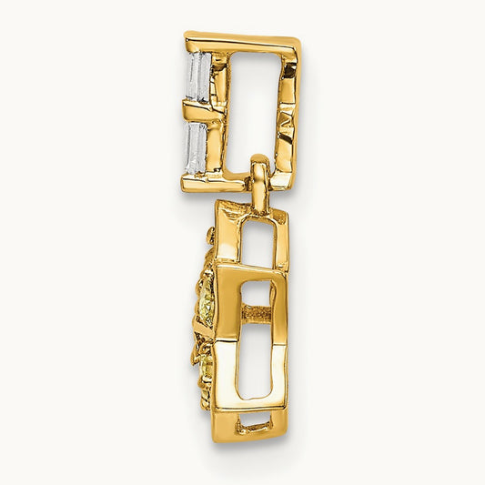 Diamond and Yellow Sapphire Star Pendant, 14K