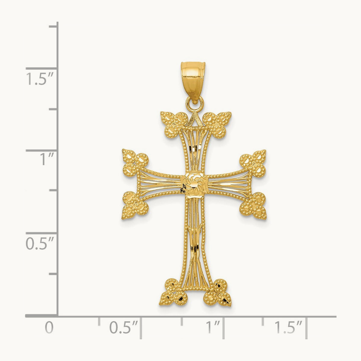 Diamond-cut Fancy Cross Pendant, 14K