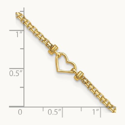 Fancy Heart 9inch Anklet, 14K