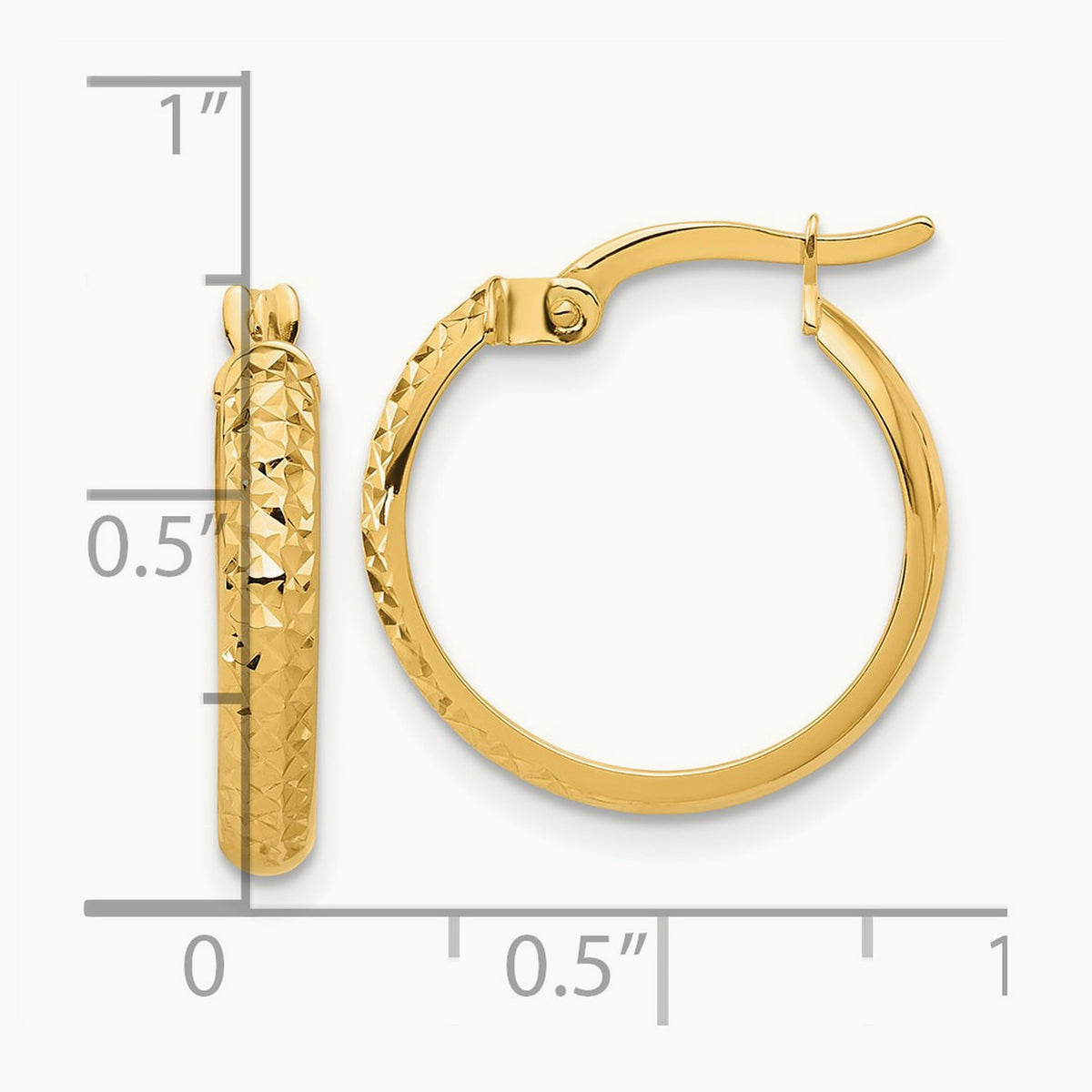 Polished and Diamond-cut Hoop Earrings — 19.6mm