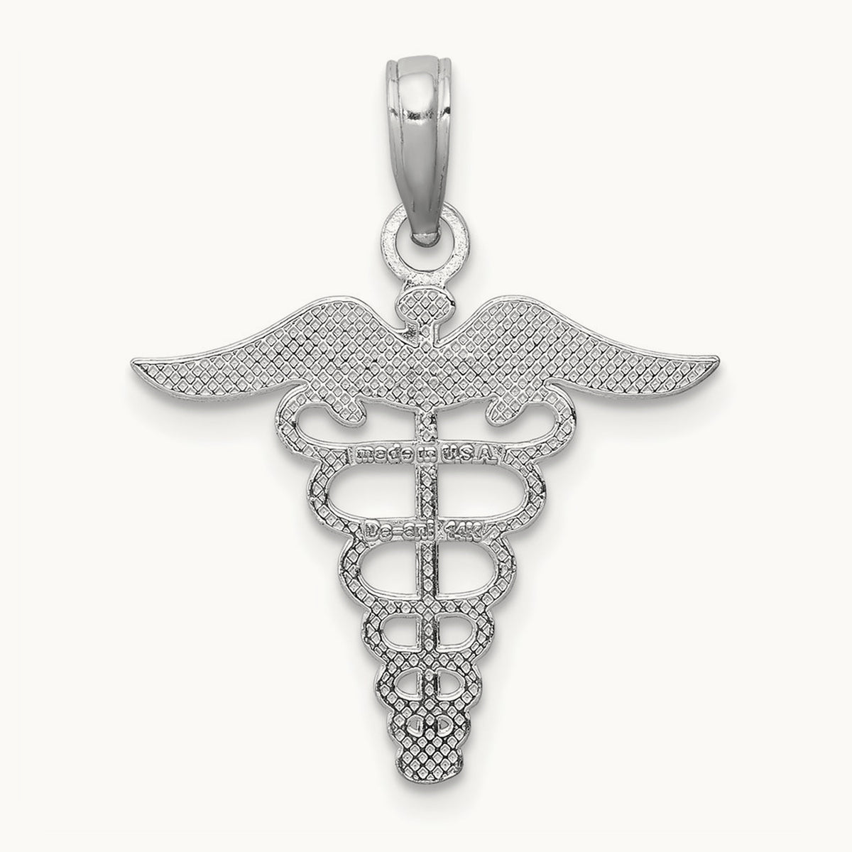 Caduceus Charm — 14K White Gold