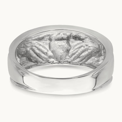 Men's Claddagh Band, 14K White Gold