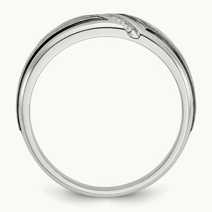 With Black RH Men's Ring, 0.05 ct tw Lab-Grown Diamond