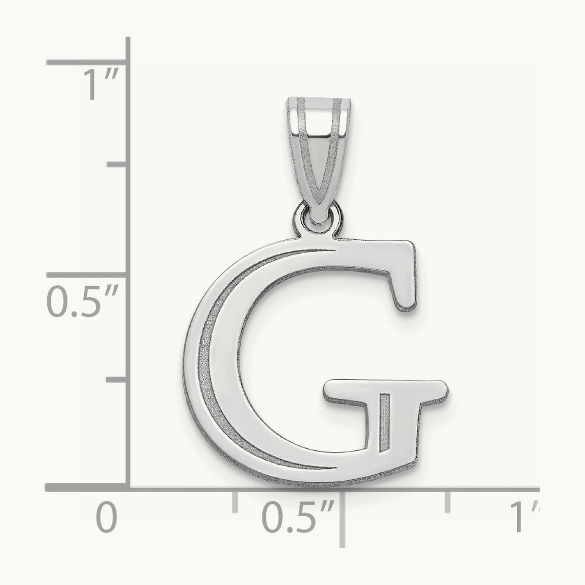Polished Etched Letter G Initial Pendant, 14K White Gold