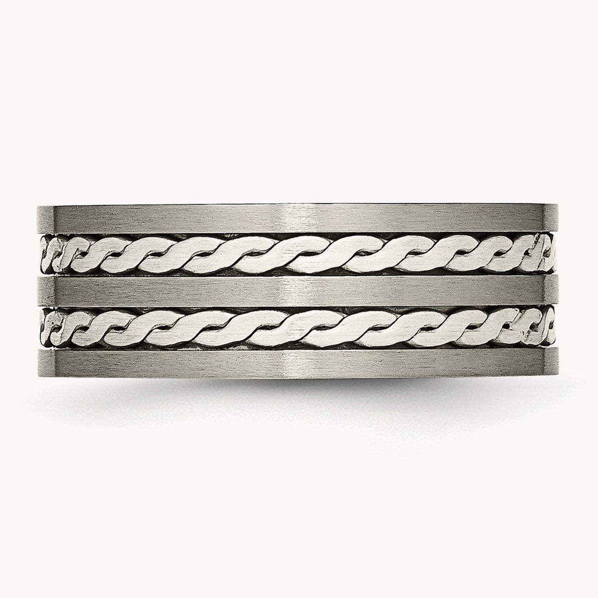 Antiqued & Brushed with Sterling Silver Braided Inlay Band — photo set