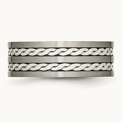 Antiqued & Brushed with Sterling Silver Braided Inlay Band — photo set