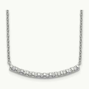 Diamond Curved Bar 18 inch Necklace, 14K White Gold