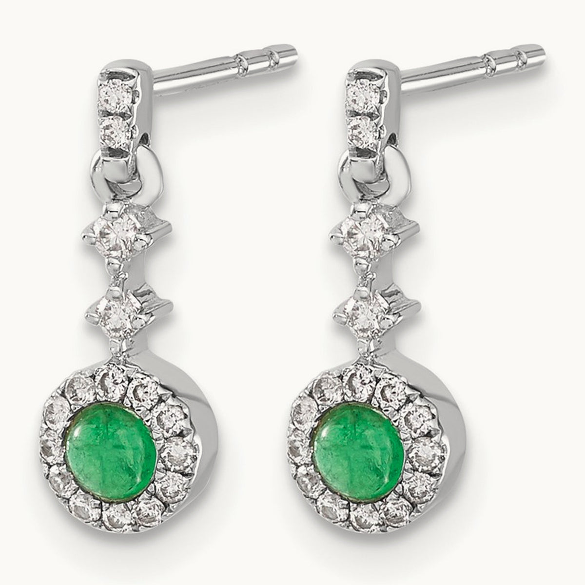 Diamond and Cabochon Emerald Earrings — photo set