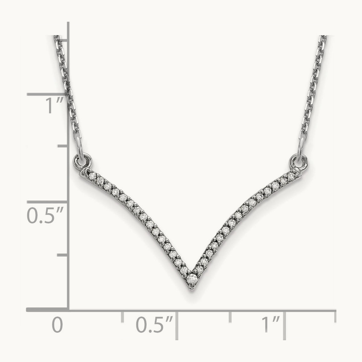 Diamond V Necklace, 14K White Gold