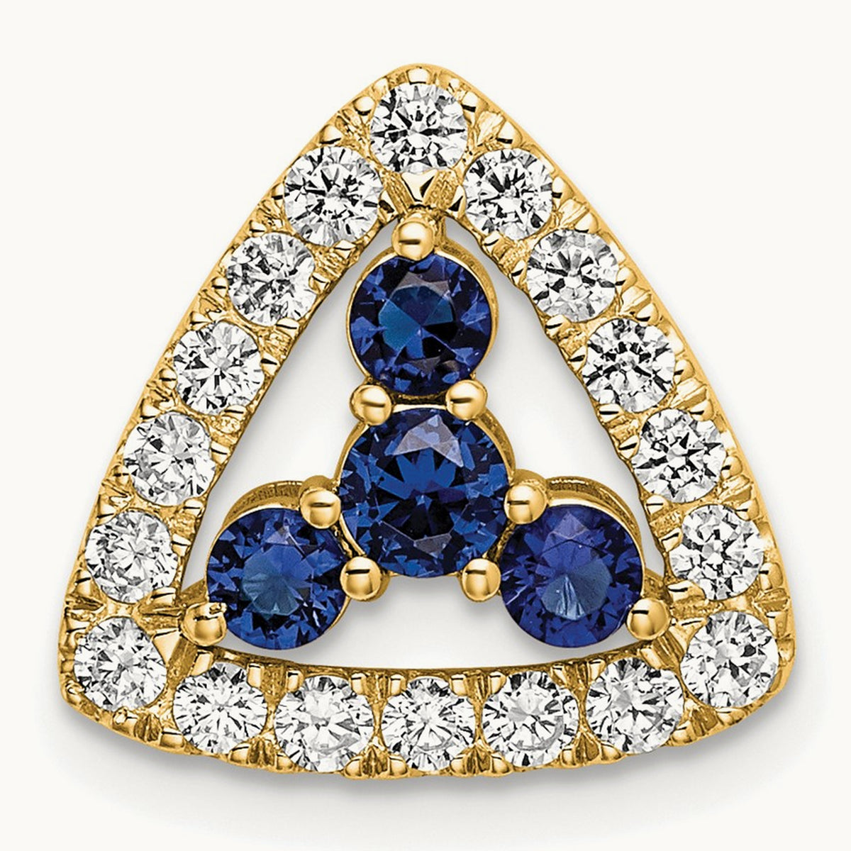 Created Blue Sapphire Chain Slide, 0.50 ct tw Lab-Grown Diamond — 14K Yellow Gold