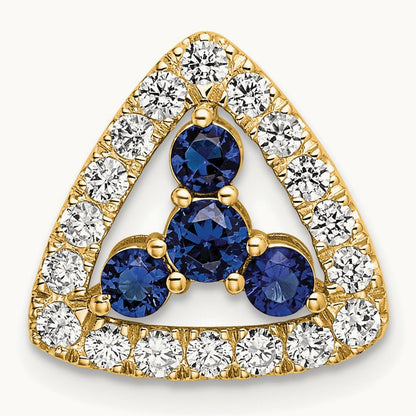 Created Blue Sapphire Chain Slide, 0.50 ct tw Lab-Grown Diamond — 14K Yellow Gold