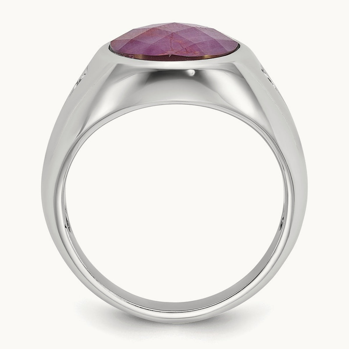 IBGoodman Oval Ruby Doublet and Diamond Complete Ring, 14K White Gold