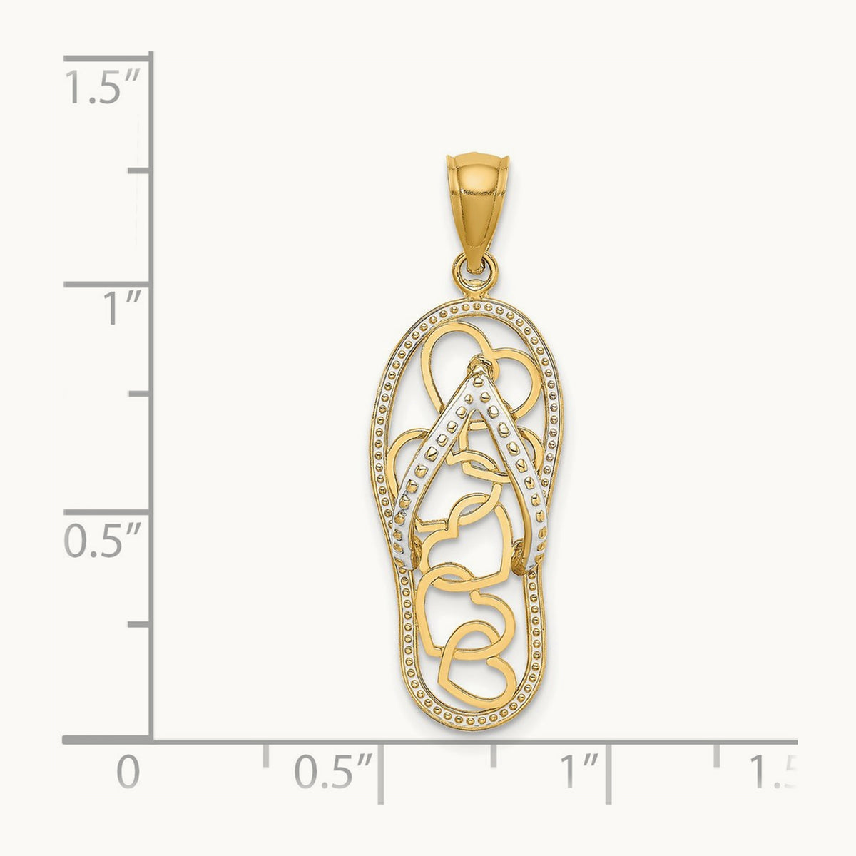 Multi Heart Flip-Flop w/ White Enamel Charm, 14K