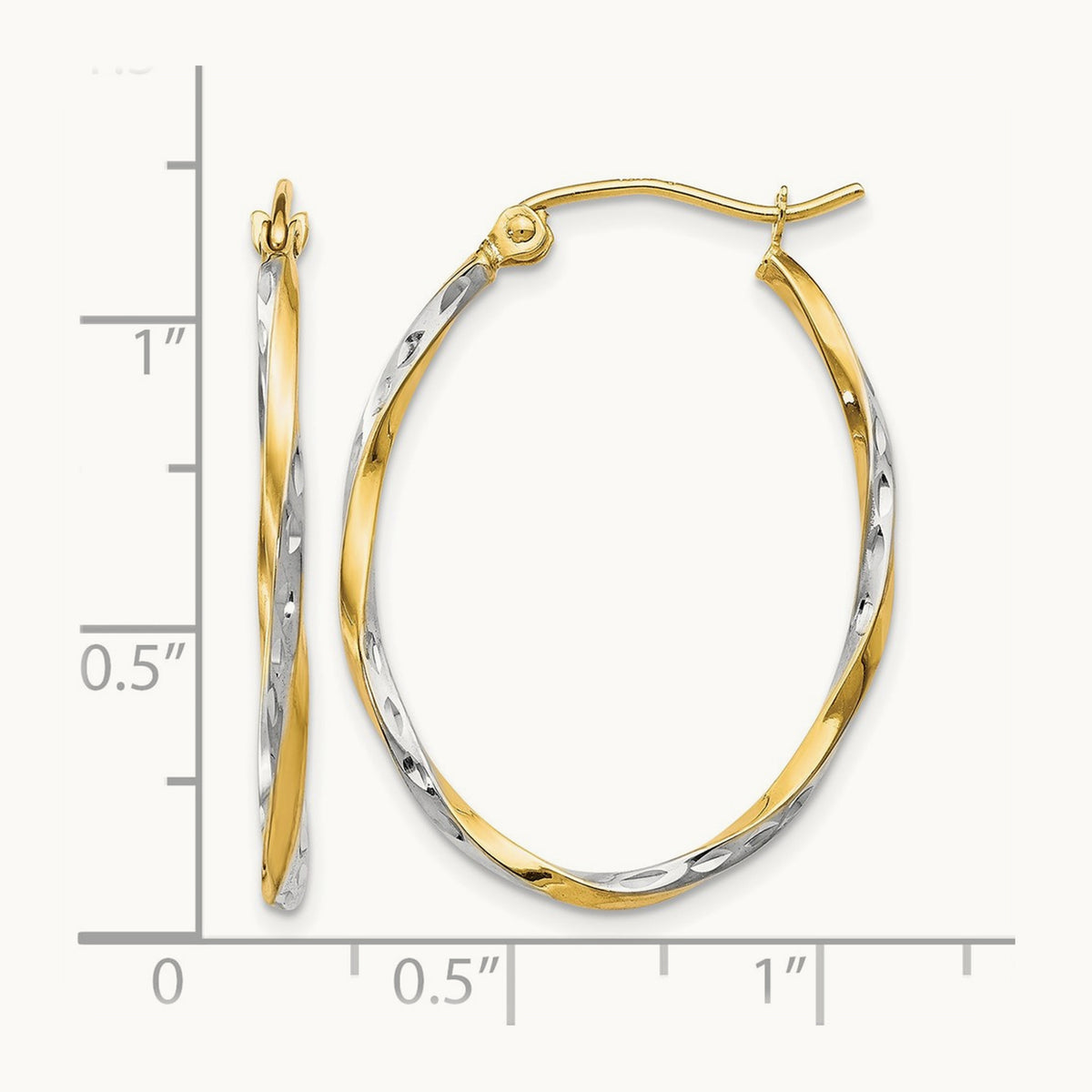 w/Rhodium Oval Hinged Hoop Earrings, 10K — Leslie's