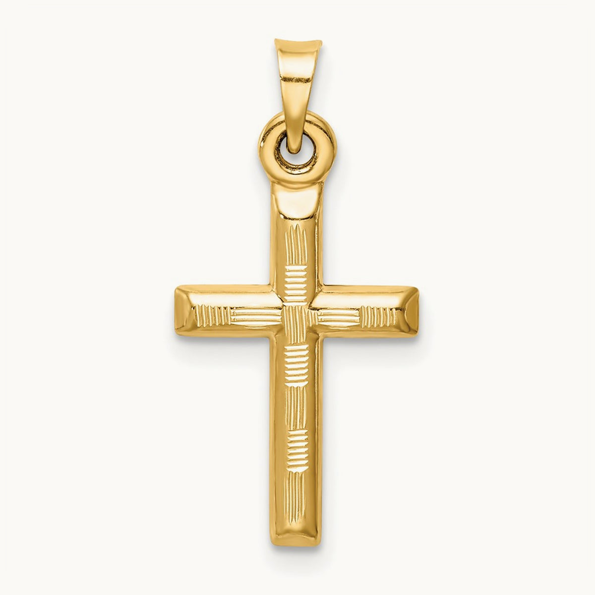 Hollow Diamond-cut Cross Pendant, 14K