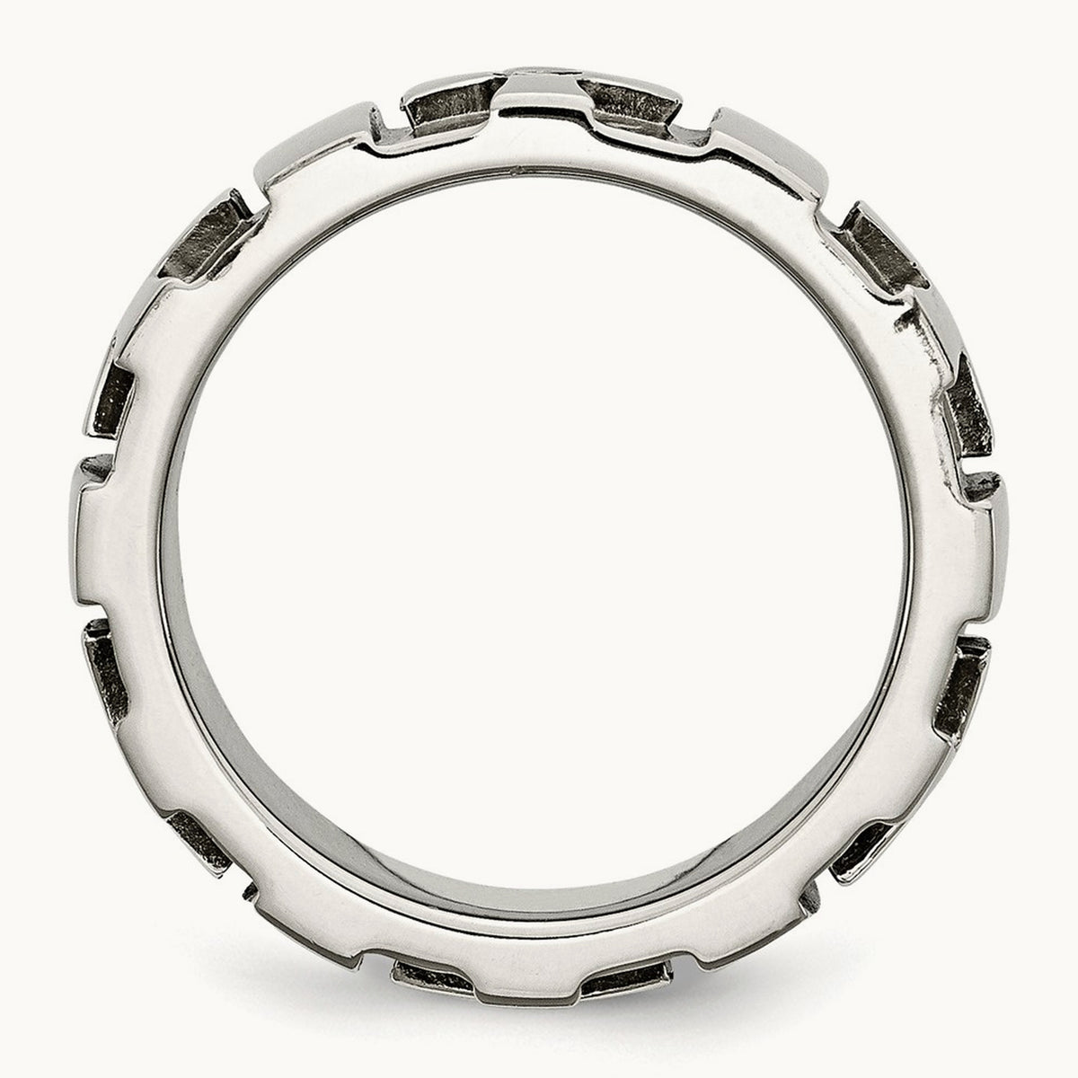 Brushed & Polished 3pt Diamond Cross Band, 9mm, Stainless Steel