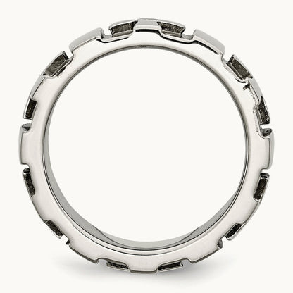 Brushed & Polished 3pt Diamond Cross Band, 9mm, Stainless Steel