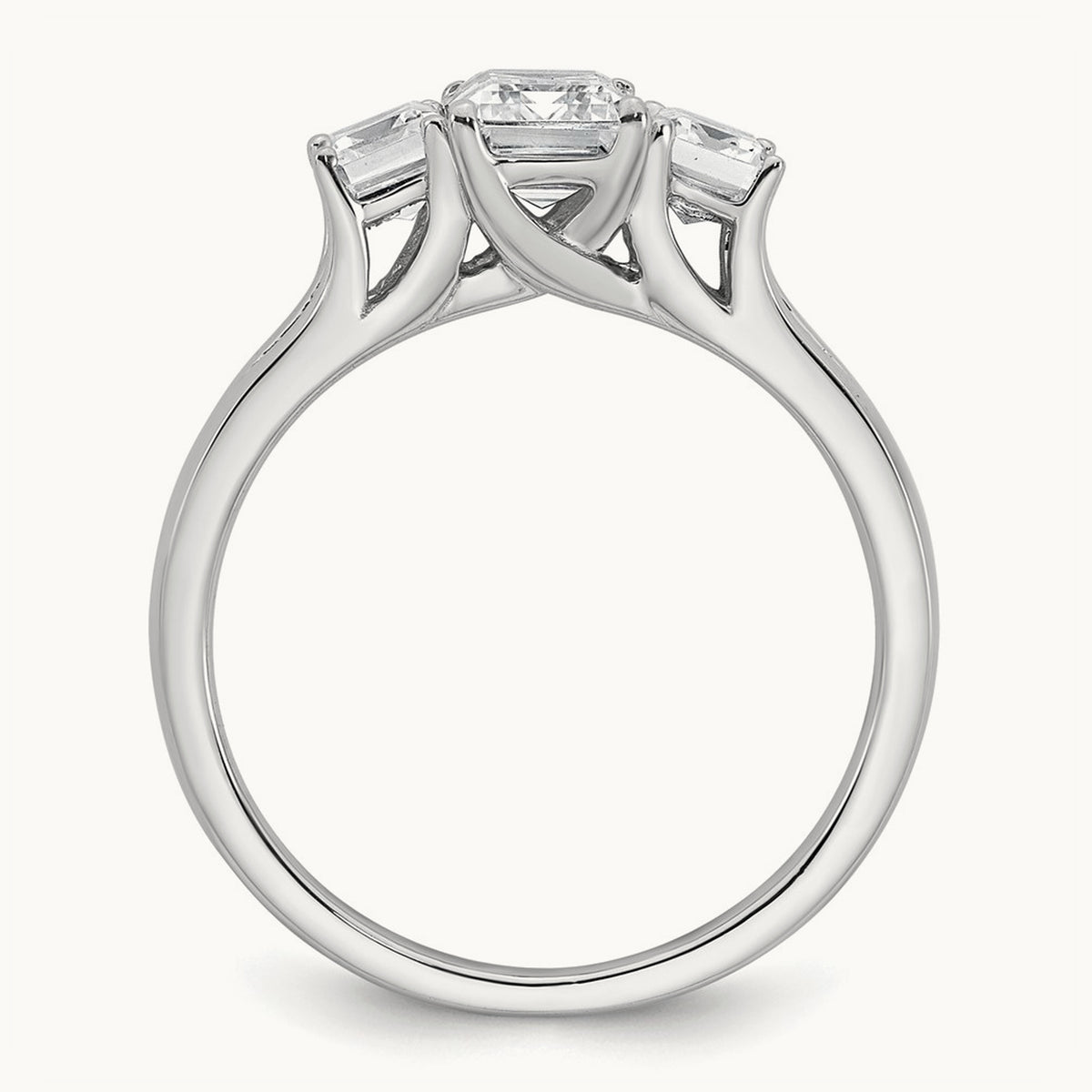 Emerald 3 Stone Engagement Ring, 1.50-3.25 ct tw Lab-Grown Diamond — 1 5/8 ct, 14K White Gold