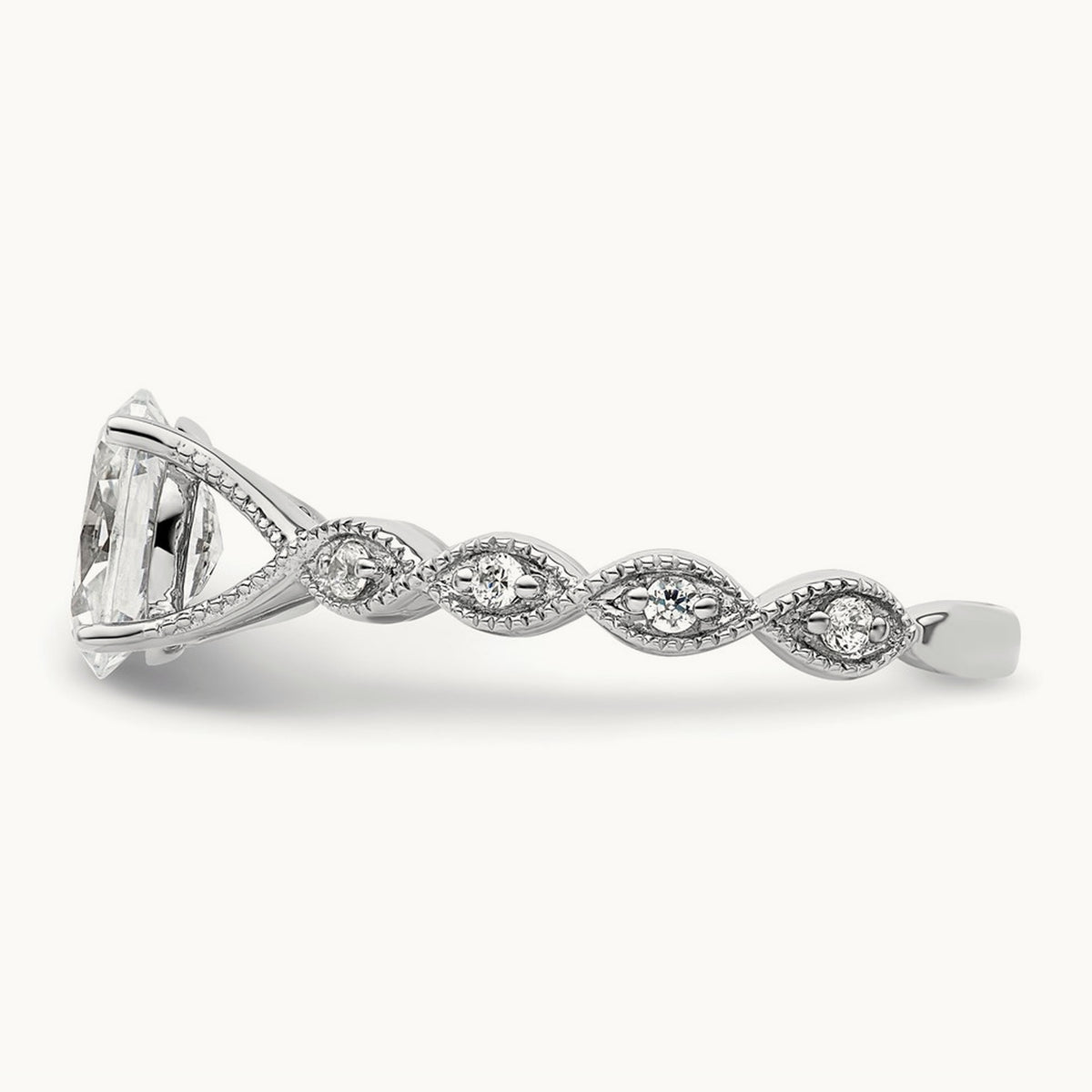 Oval Semi-Mount Engagement Ring, 0.10 ct tw Lab-Grown Diamond