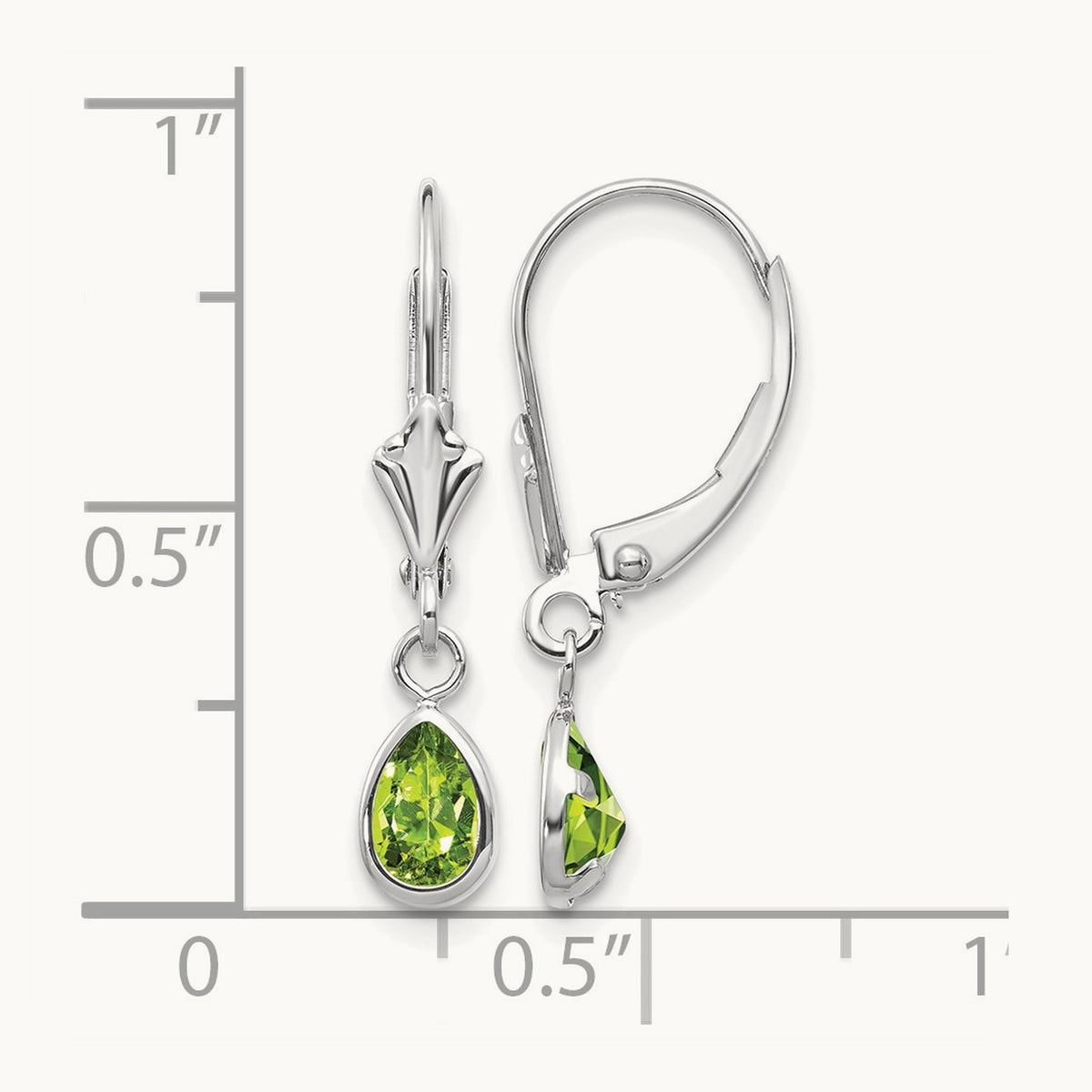 6x4mm Peridot/August Earrings, 14K White Gold