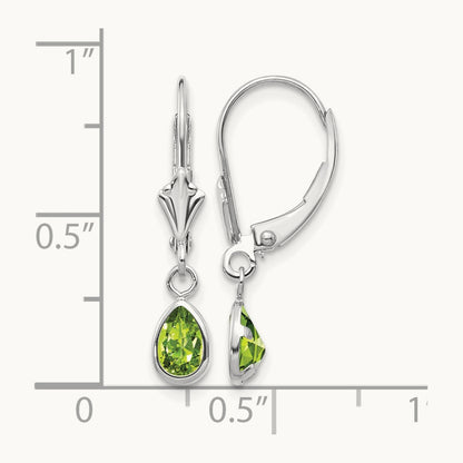 6x4mm Peridot/August Earrings, 14K White Gold