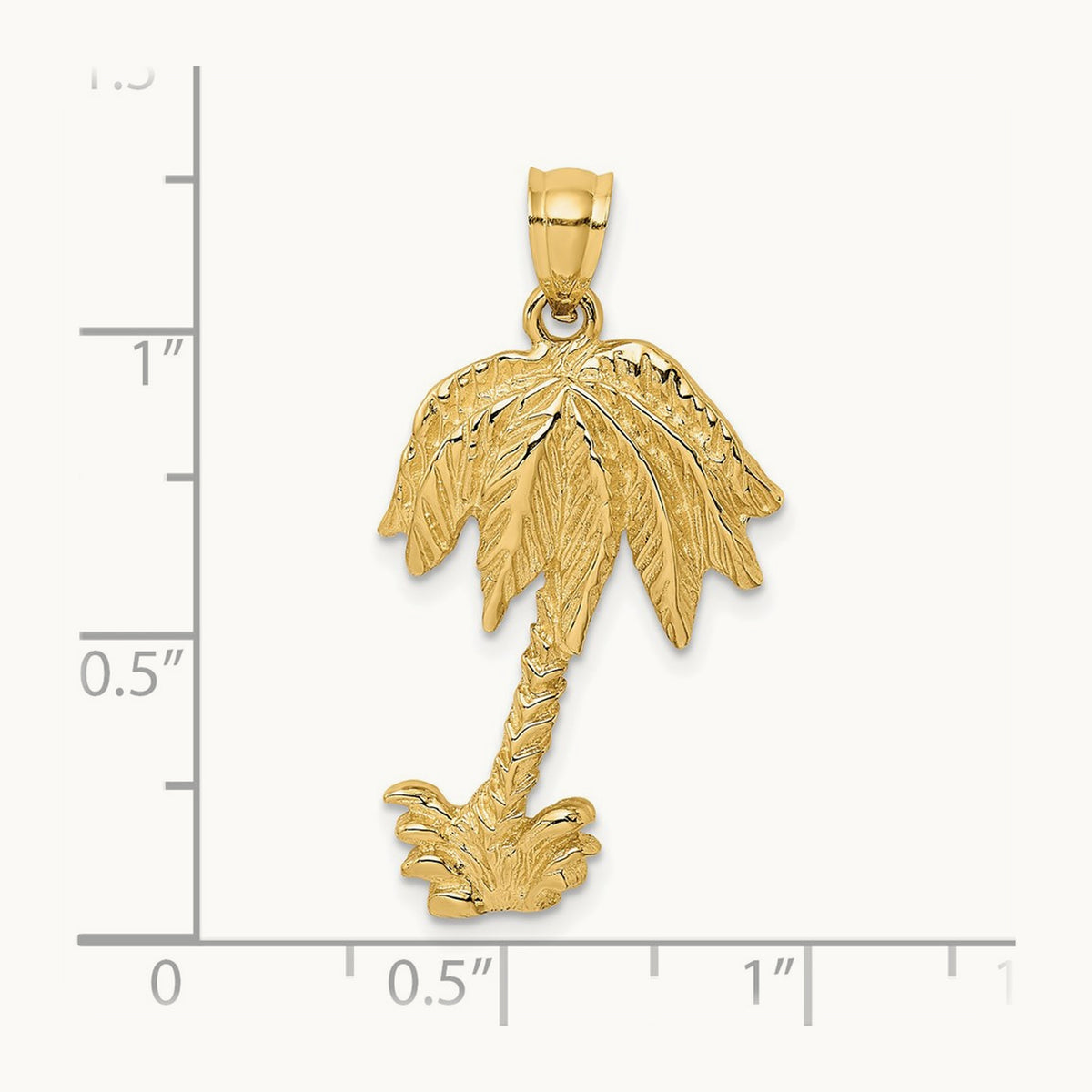 2-D Textured Single Palm Tree Charm — 26.8mm