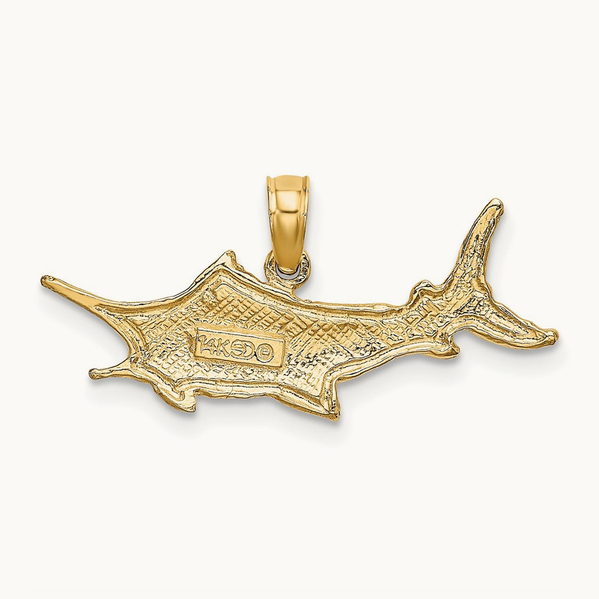 Textured 2-D Marlin Fish Charm, 14K