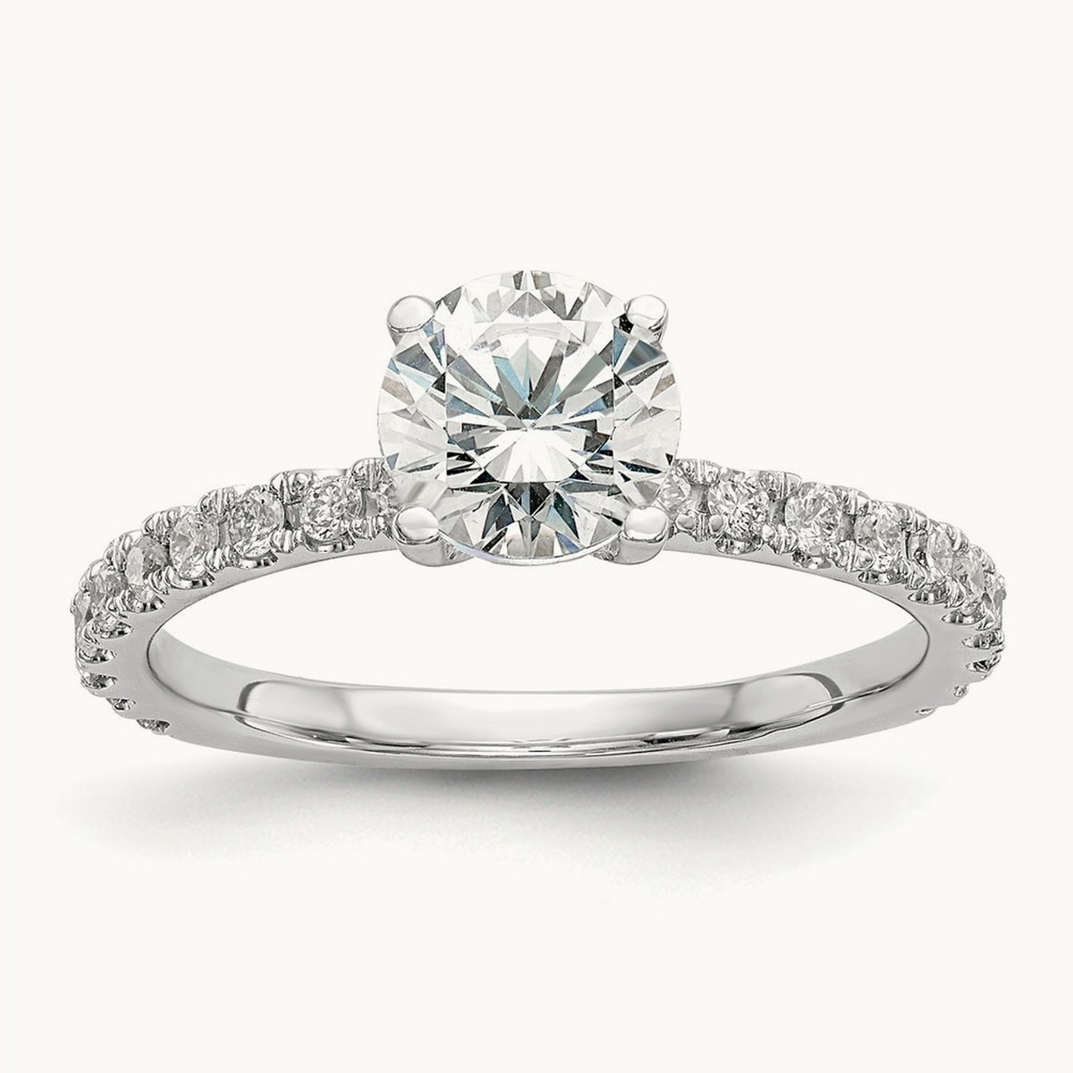 Round Semi-Mount Engagement Ring, 0.25 ct tw Lab-Grown Diamond — 14K White Gold
