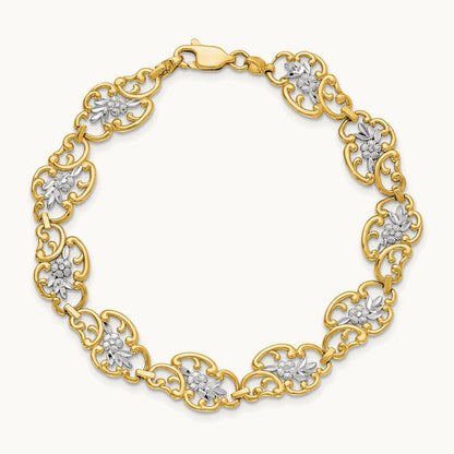 Diamond-Cut Fancy Bracelet, 14K with White Rhodium