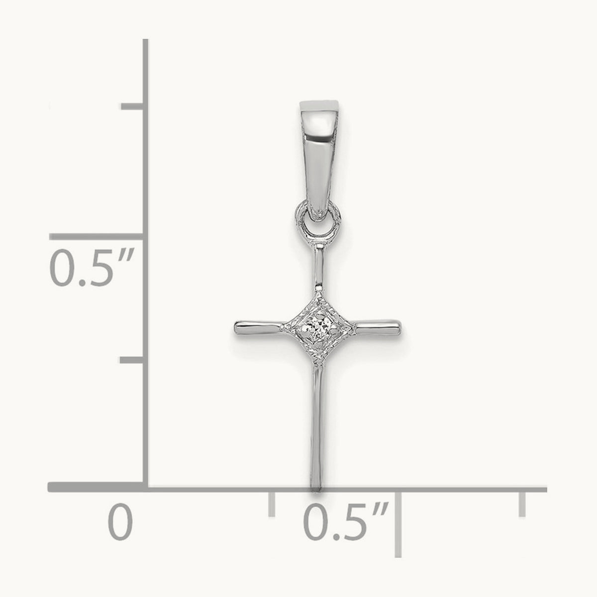 Small Diamond Cross Pendant — 14K White Gold