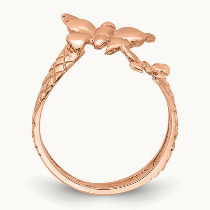 Polished & Textured Butterfly Toe Ring — 14K Rose Gold