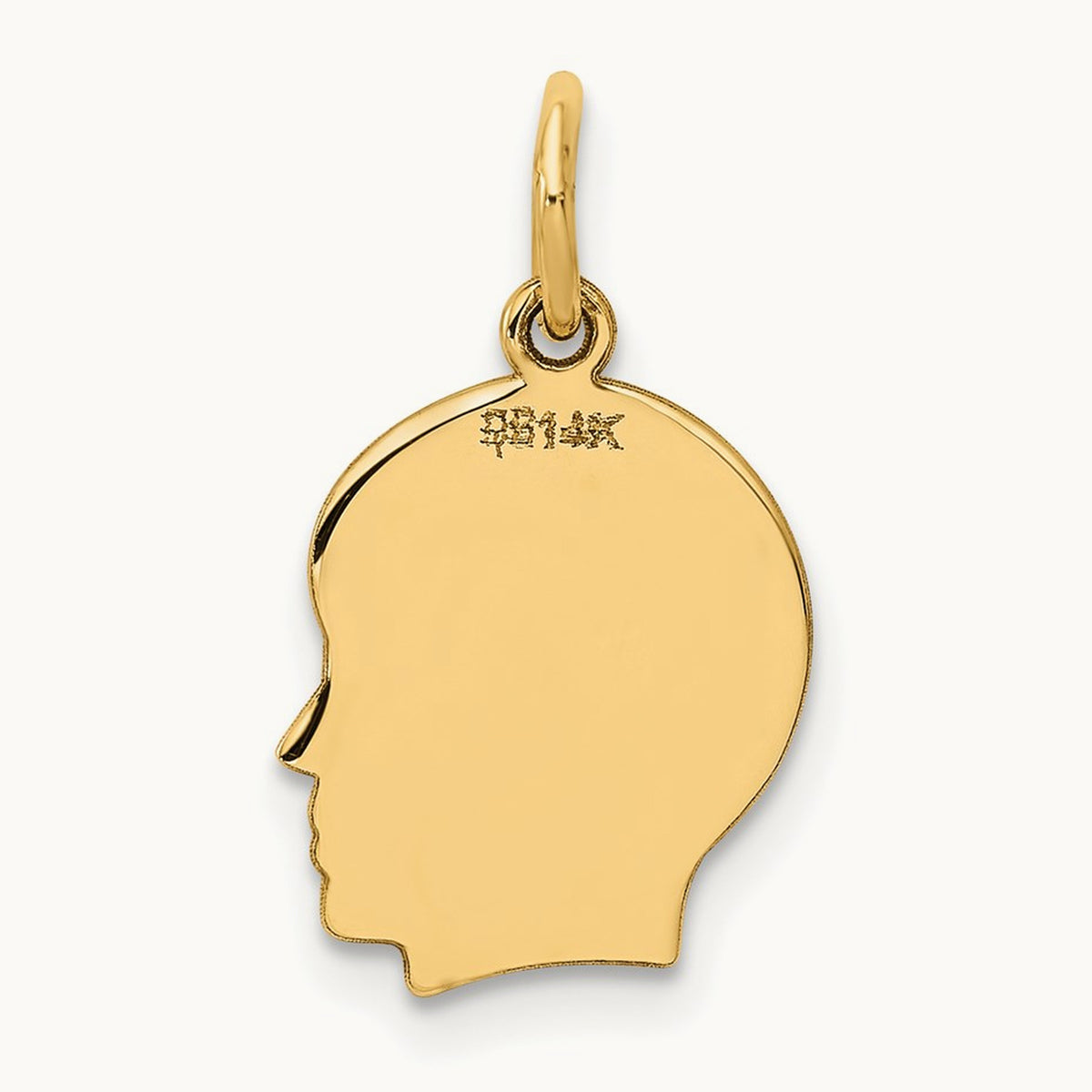 Plain Small .009 Gauge Facing Right Engravable Boy Head Charm — 18mm